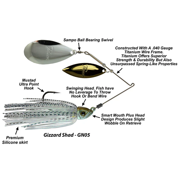 Picasso Lures Titanium Pro High-Performance Willow Indiana Spinnerbait |  Omnia Fishing